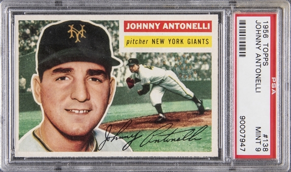 1956 Topps #138 Johnny Antonelli – PSA MINT 9